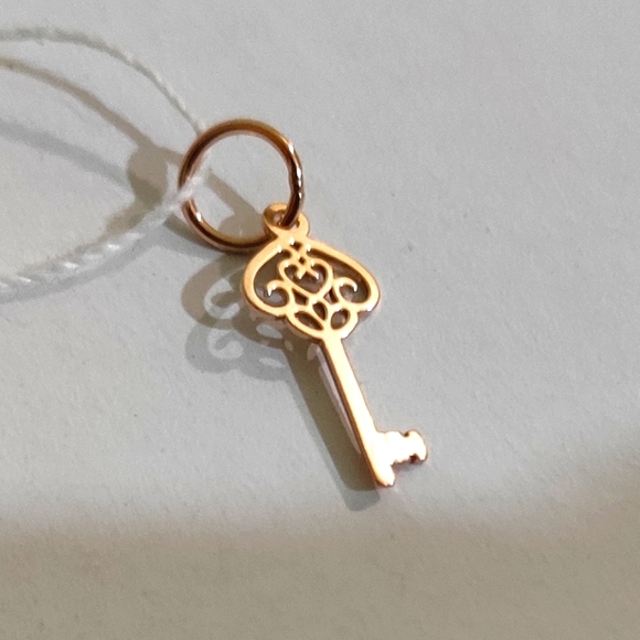 Key Rose Gold Plated Sterling Silver Pendant Charm - Picture 3 of 13